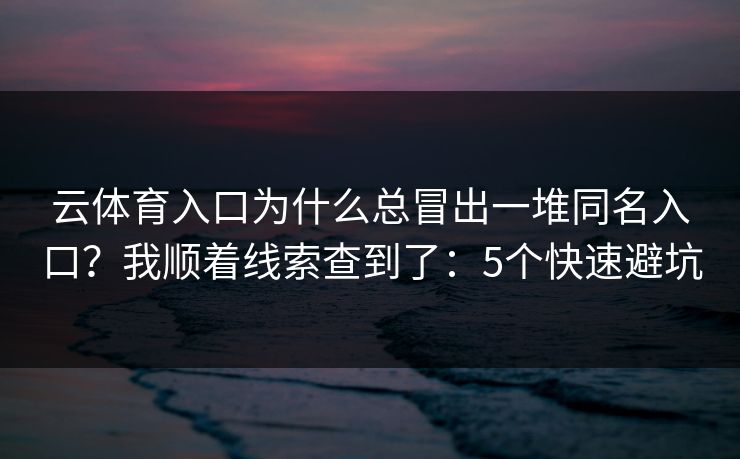 云体育入口为什么总冒出一堆同名入口？我顺着线索查到了：5个快速避坑
