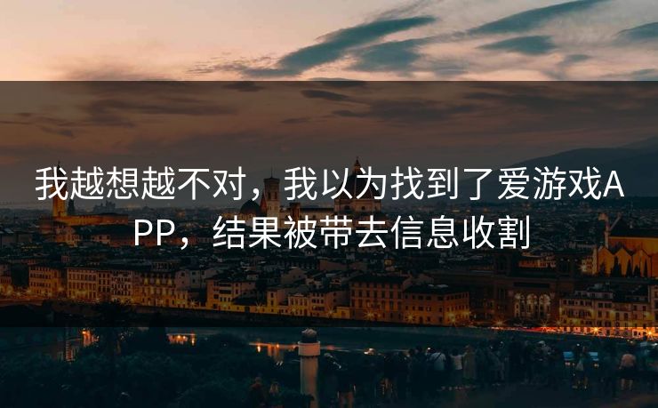 我越想越不对，我以为找到了爱游戏APP，结果被带去信息收割