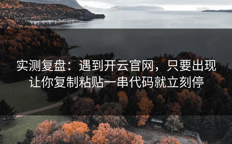 实测复盘：遇到开云官网，只要出现让你复制粘贴一串代码就立刻停
