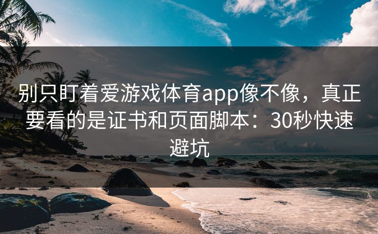别只盯着爱游戏体育app像不像，真正要看的是证书和页面脚本：30秒快速避坑
